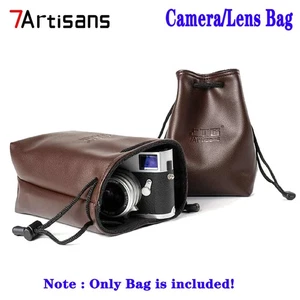 Funda protectora de lente bolsa de almacenamiento de cuero PU para Canon Sony Fuji 7artisans - Imagen 1 de 7