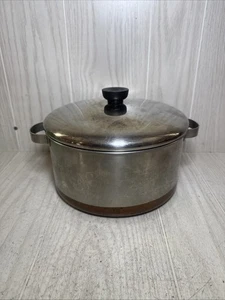 VINTAGE 5 QUART REVERE WARE 1801 EDELSTAHL KUPFER PLATTIERT TOPF METALLGRIFFE - Bild 1 von 9