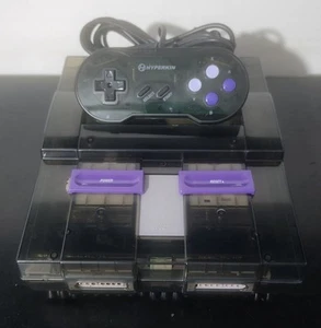 Super Nintendo 1CHIP-03 Clear Black Console SNES SFC AC Adapter, AV & controller - Picture 1 of 13
