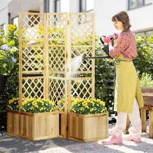 Outsunny Hochbeet mit Klappbarem Spalier, Pflanzkasten mit Sichtschutz 133x165cm - Bild 1 von 10