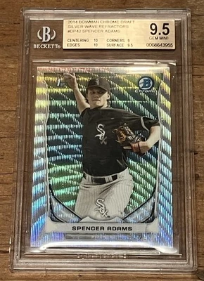 2014 Bowman Draft Chrome Silver Wave Refractor 8/25 Spencer Adams 1st SP BGS 9.5 - Image 1 of 4