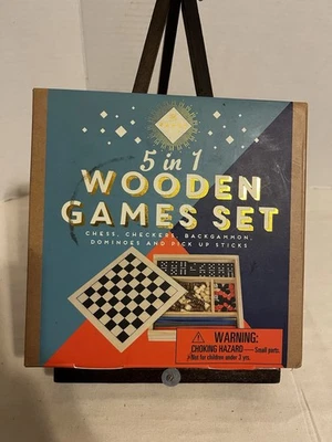 Travel Game Set 5 In 1 Chess Checkers backgammon Dominoes & Pick Up Sticks A-9 - Image 1 of 4