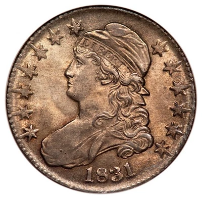 Medio dólar busto tapado 1831 O-110 50C NGC FATTY MS63 (CAC) Foto 1 de 3