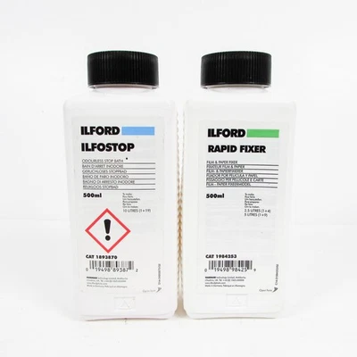 Ilford Ilfostop 500ml Liquid Stop Bath & Rapid Fixer 500mml Black & White Kit - Image 1 of 2
