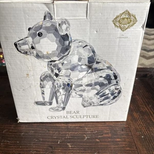 Shannon (Irland) großer facettierter Kristallbär schwarze Augen & Nase hat Aufkleber/Box - Bild 1 von 4