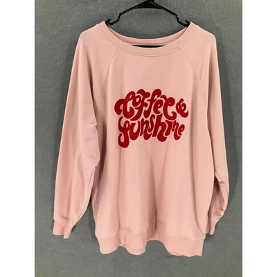 Suéter feminino Wildfox Coffee & Sunshine grande rosa gráfico pulôver - Imagem 1 de 4
