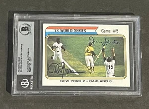 CLEON JONES & JERRY GROTE 1974 TOPPS WORLD SERIES SIGNED AUTOGRAPHED CARD BAS - Picture 1 of 2