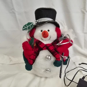 Vintage Glasfaser Schneemann rote Weste Puppe leuchtet getestet & funktioniert mehrfarbig VIDEO - Bild 1 von 13