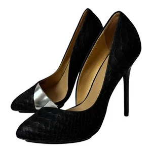 L.A.M.B. Black silver Pointed Toe D'Orsay Pumps Heels Stiletto Size 6M - Picture 1 of 12
