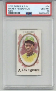 2017 TOPPS ALLEN & GINTER MINI #54 RICKEY HENDERSON OAKLAND A'S PSA 10 POP 2 - Picture 1 of 2