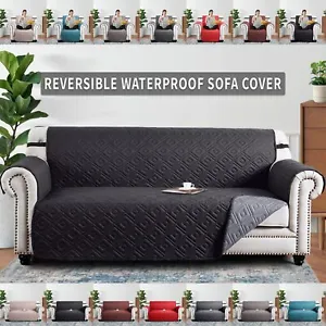 Waterproof Sofa Slip Covers Reversible Quilted Couch Cover Pet Protector Throw - Picture 1 of 70