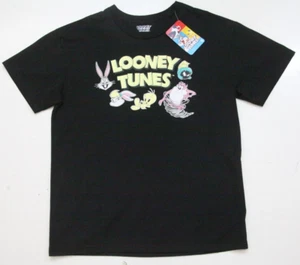 New Looney Tunes Black Short Sleeve Cotton Crewneck Solid T-Shirt Top Large WW28 - Picture 1 of 6