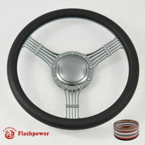 14" Billet Banjo Steering Wheel Black Full Wrap Chevy GMC Ford W/Horn - Bild 1 von 12