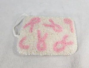 Mary Kay White and Pink Zippered Coin Purse Breast Cancer Awareness Cosmetics - Picture 1 of 5