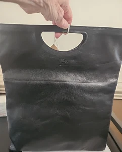 BOLSO DE MANO IL BISONTE VACCHETTA A2447P NEGRO / BOLSO DE MANO PLEGABLE ETIQUETAS NUEVAS - Imagen 1 de 6