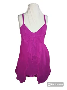 Women’s Charlotte Russe Spaghetti Strap Shirt Ruffle Accent Fuscia Pink Y2K M - Picture 1 of 8