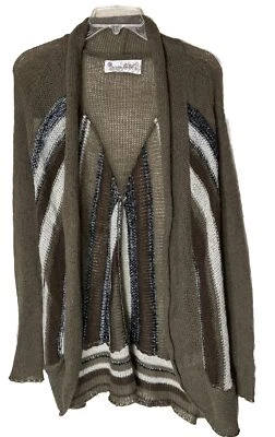 Cárdigan Suéter Aventura Marrón Rayas Lana Mezcla Mohair Mujer Talla Pequeña Foto 1 de 4