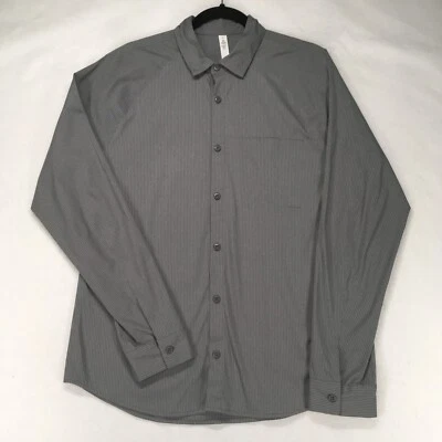 LULULEMON ATHLETICA Men's Shirt Size Medium Spandex Striped Gray Long Sleeve - Image 1 of 4