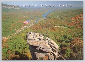 Chimney Rock Park Hickory Nut Gorge Flag Asheville North Carolina Postcard - Picture 1 of 2