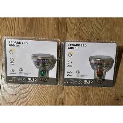 (Set Of 2) Ikea LEDARE GU10 LED bulb 600 lumen, 2700 k, Dimmable 103.632.36, NEW - Image 1 of 2