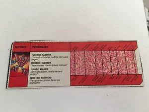 Transformers G1 1985 POWERGLIDE MB tech spec - Picture 1 of 1