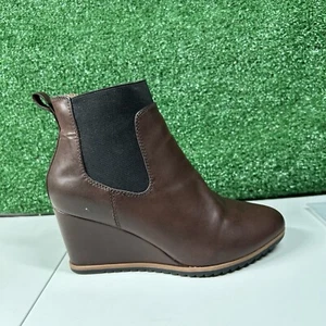 Soul Naturalizer Wedge Boots Womens 8.5 W Brown Ankle Bootie Chelsea Pull On - Picture 1 of 13