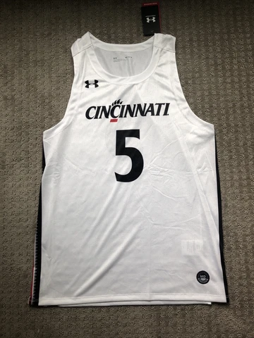 New Mens Medium Cincinnati Bearcats Jersey Under Armour White Basketball NWT Cover