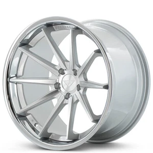(4) 22x9.5/22x10.5" Ferrada Wheels FR4 Silver Machined with Chrome Lip Rims (B2) - Picture 1 of 10