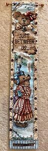 Boyds Girl Bears "THE SECRET" Just Between Us tapestry Bell Pull Wall Hanging