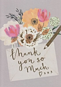 Thank You Blank Floral Flowers Note Greeting Card - Picture 1 of 2