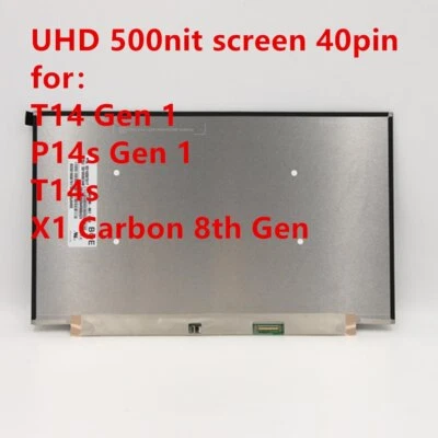 for Lenovo Thinkpad T14 P14s T14s Gen 1 X1 Carbon 8th UHD LCD Screen 5D10V82348 - Image 1 of 4