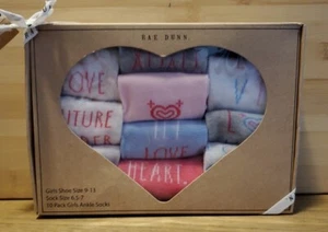 New Rae Dunn Girls Ankle Socks Pack of 10 Sock Size 6.5-7 Shoe 9-13 Multicolor - Picture 1 of 6