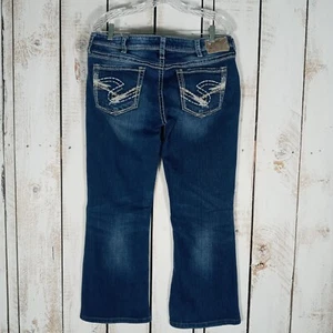 Silver Jeans Womens Sz 34 x 28.5 Blue Denim Boot Cut Thick Stitching (tag34x33) - Picture 1 of 10