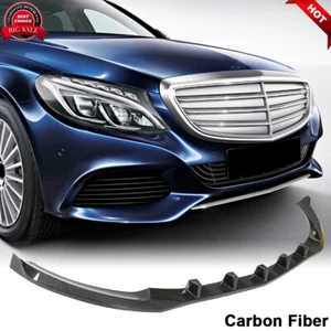 Fits Mercedes-Benz W205 C300 Base 2015-2019 REAL CARBON Front Bumper Lip Spoiler - Foto 1 di 12