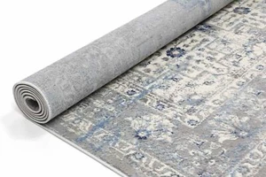 Tadley Grey Blue Medallion Distress Transitional Runner 80x300cm *FREE DELIVERY* - Bild 1 von 4
