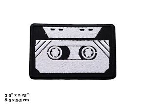 Vintage Cassette Tape Retro 90's Music Radio Black Embroidered Iron On Patch