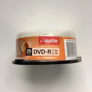 Imation DVD‑R, 4.7 GB - 16x - 2hr - Spindle of 25 - BRAND NEW SEALED - Picture 1 of 4