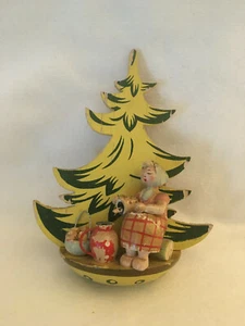 ANTIKER STEINBACH-GERMANY HOLZ GESCHNITZT HANDBEMALT ORNAMENT WANDHÄNGER PLAKETTE SC - Bild 1 von 9