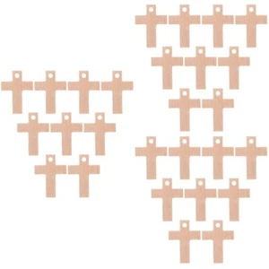 Set of 3 Wooden Pendant Miss Key Charm Crosses for Jewelry Making - Zdjęcie 1 z 12