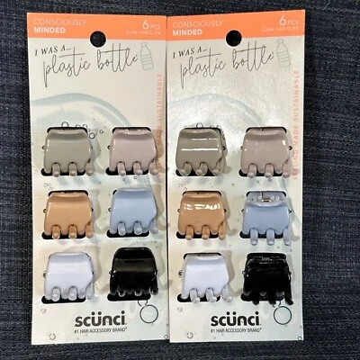 2 - Scunci I Was A Plastic Bottle Hair Claw Clips, Assorted Colors, 12 Total - Image 1 of 4