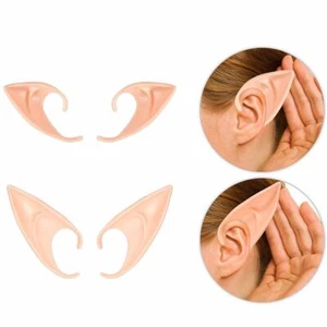 2 Pairs Elf Ears Rubber Latex Prosthetic Tips Angel Pixie Fairy Cosplay Party - Picture 1 of 19