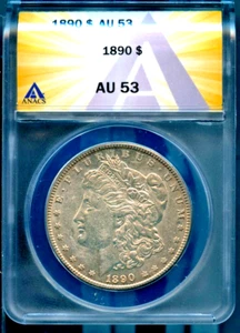 1890 $1 Silver Morgan Dollar AU 53 ANACS # 7830175 + Bonus - Picture 1 of 2