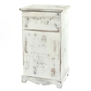 Beistelltisch Nachttisch Telefontisch, 63x35x29cm, Shabby-Look, Vintage weiß - Bild 1 von 6