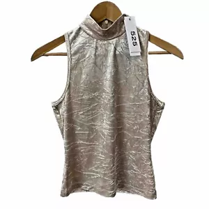 Canotta donna 525 velluto schiacciato finto collo marrone taglia XS XSmall champagne Y2K nuova - Foto 1 di 10