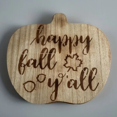 Wood “Happy Fall Y’all” Pumpkin Lazy Susan Turntable Rustic Country Cottage Core - Image 1 of 4