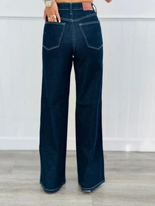 Judy Blue Retro Wide Leg Tummy Control Jeans Dark Rinse High Waist NWT Size 1/25 - Picture 1 of 6