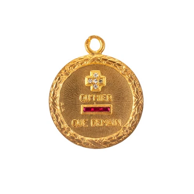 Colgante Cartier Francés Augis Love Medal Oro 18K Diamante Rubí Dije Foto 1 de 4