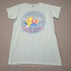 Vintage Disney Winnie The Pooh Sleep Shirt Womens OS Blue Floating On Dreams 90s - Picture 1 of 9
