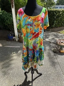 Jams World Gr. L Waikiki Surfer Rüschen Kleid Boho Bunt Art Babydoll Vintage - Bild 1 von 6