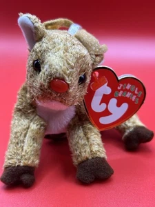 Ty Jingle Beanie Baby Roxie The Reindeer Plush Toy Christmas Ornament NWT - Picture 1 of 6
